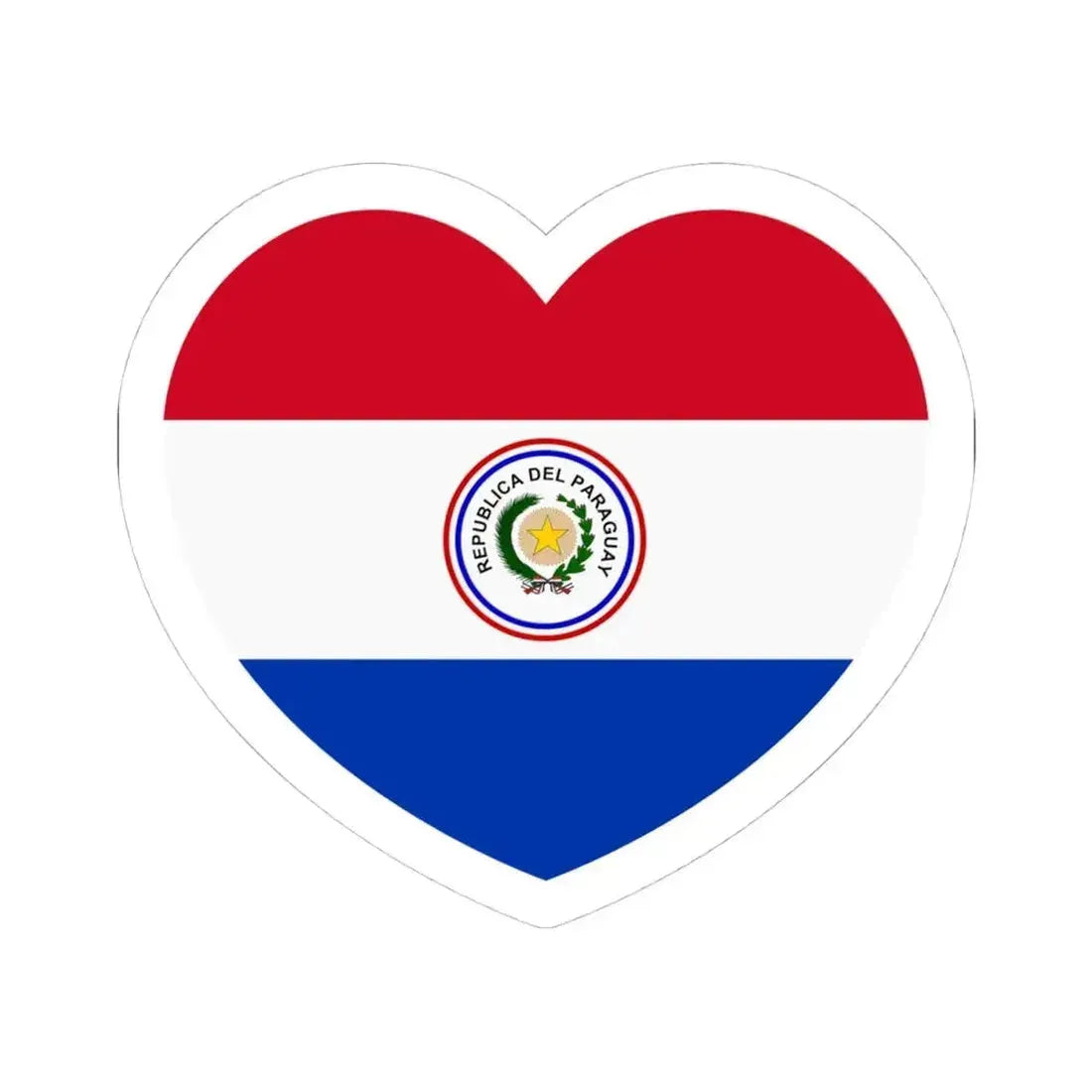 Heart Flag of Paraguay 1842-1990 - STICKER Vinyl Kiss-Cut Decal 4 Inch White - The Sticker Space