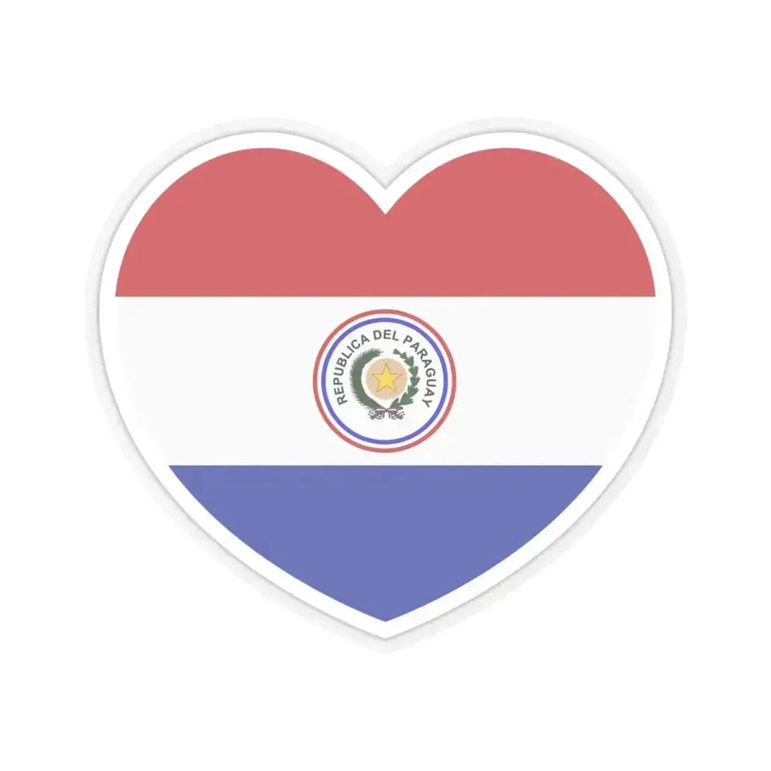 Heart Flag of Paraguay 1842-1990 - STICKER Vinyl Kiss-Cut Decal 6 Inch Transparent - The Sticker Space