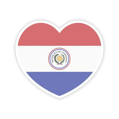 Heart Flag of Paraguay 1842-1990 - STICKER Vinyl Kiss-Cut Decal 6 Inch Transparent - The Sticker Space