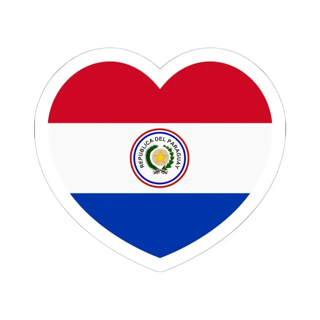 Heart Flag of Paraguay 1842-1990 - STICKER Vinyl Kiss-Cut Decal 6 Inch White - The Sticker Space