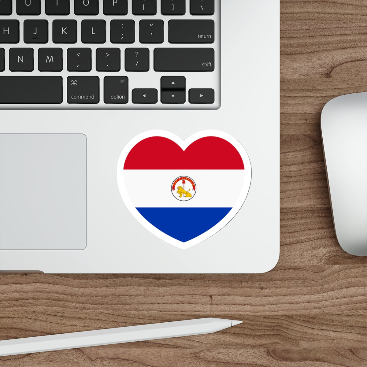 Heart Flag of Paraguay 1990-2013 reverse - STICKER Vinyl Die-Cut Decal-The Sticker Space