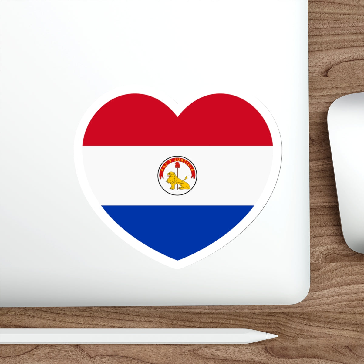 Heart Flag of Paraguay 1990-2013 reverse - STICKER Vinyl Die-Cut Decal-The Sticker Space