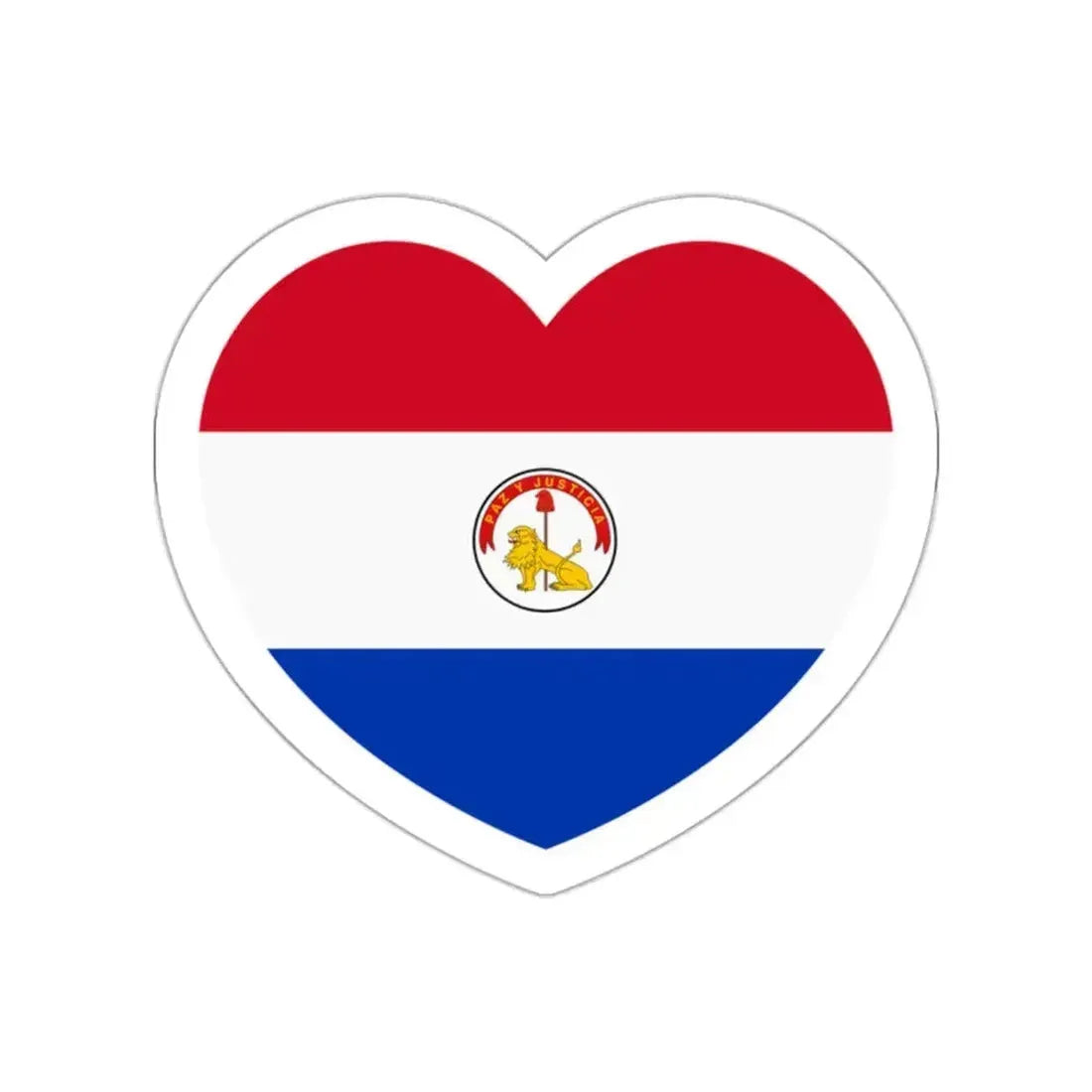 Heart Flag of Paraguay 1990-2013 reverse - STICKER Vinyl Die-Cut Decal White Die-Cut 2 Inch - The Sticker Space