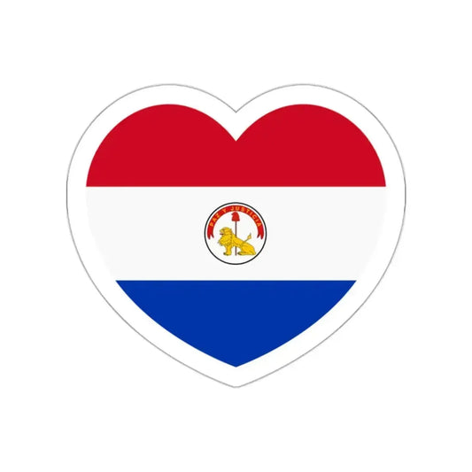 Heart Flag of Paraguay 1990-2013 reverse - STICKER Vinyl Die-Cut Decal White Die-Cut 2 Inch - The Sticker Space