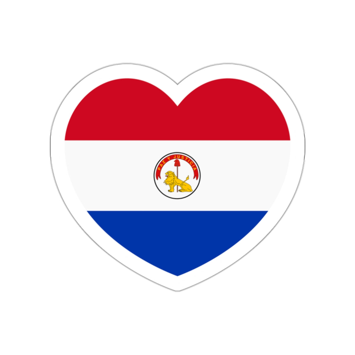 Heart Flag of Paraguay 1990-2013 reverse - STICKER Vinyl Die-Cut Decal-White-The Sticker Space