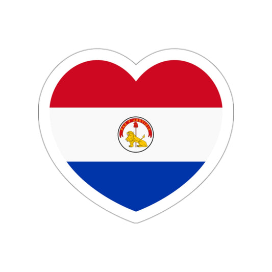 Heart Flag of Paraguay 1990-2013 reverse - STICKER Vinyl Die-Cut Decal-White-The Sticker Space