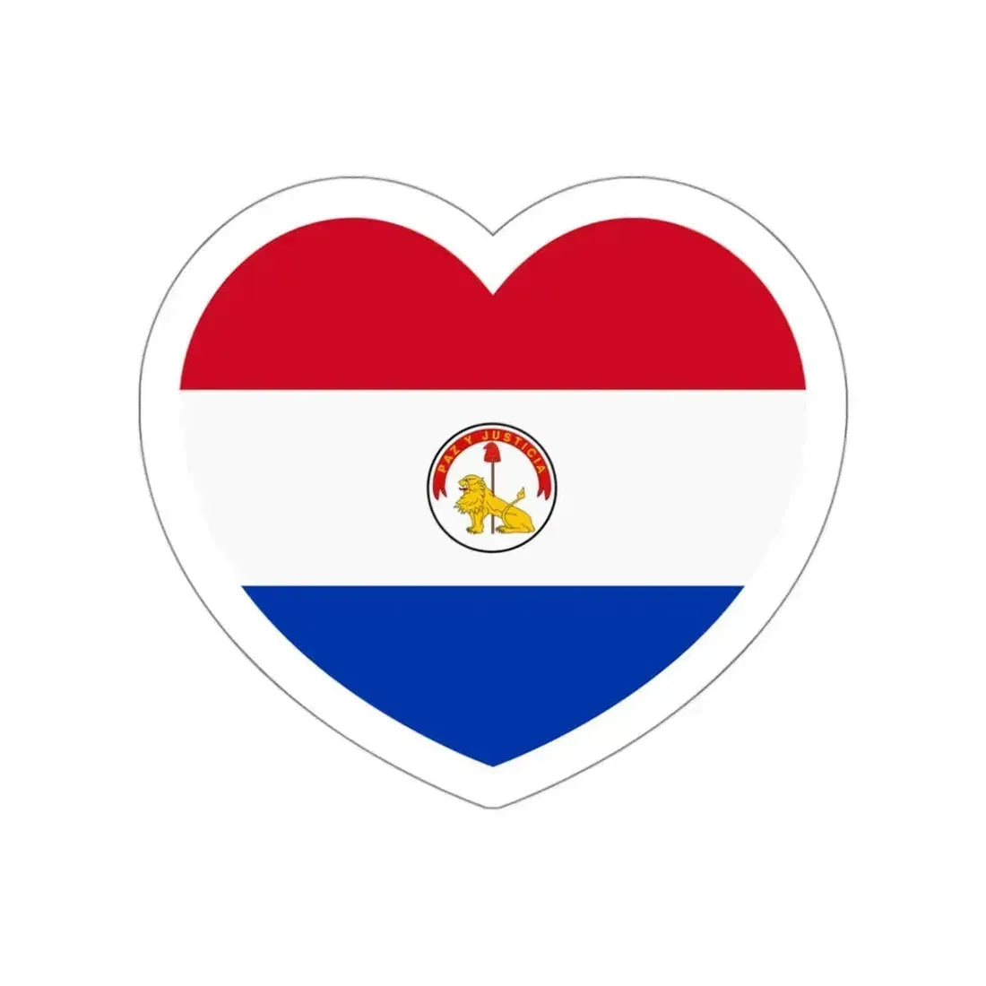 Heart Flag of Paraguay 1990-2013 reverse - STICKER Vinyl Die-Cut Decal White Die-Cut 3 Inch - The Sticker Space