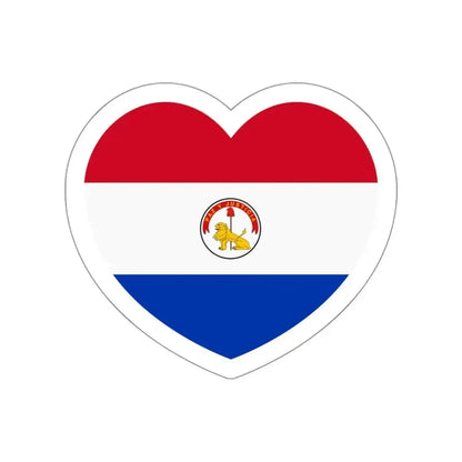 Heart Flag of Paraguay 1990-2013 reverse - STICKER Vinyl Die-Cut Decal White Die-Cut 3 Inch - The Sticker Space