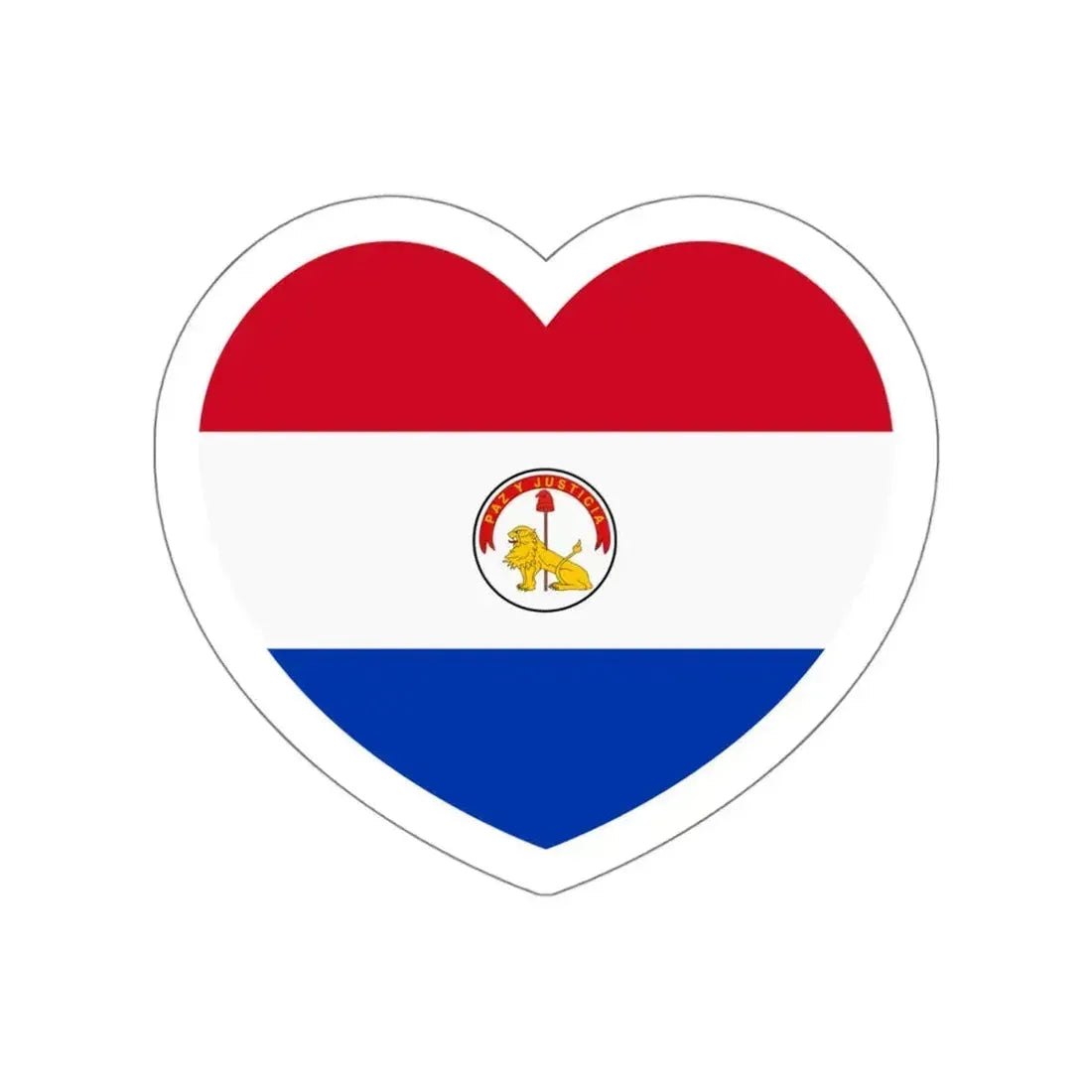 Heart Flag of Paraguay 1990-2013 reverse - STICKER Vinyl Die-Cut Decal White Die-Cut 5 Inch - The Sticker Space