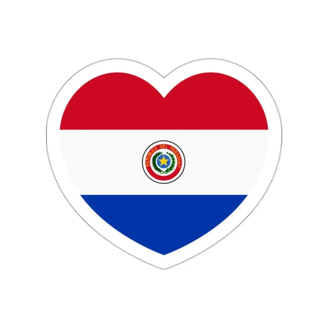 Heart Flag of Paraguay 1990-2013 - STICKER Vinyl Die-Cut Decal White Die-Cut 2 Inch - The Sticker Space