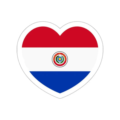 Heart Flag of Paraguay 1990-2013 - STICKER Vinyl Die-Cut Decal White Die-Cut 2 Inch - The Sticker Space