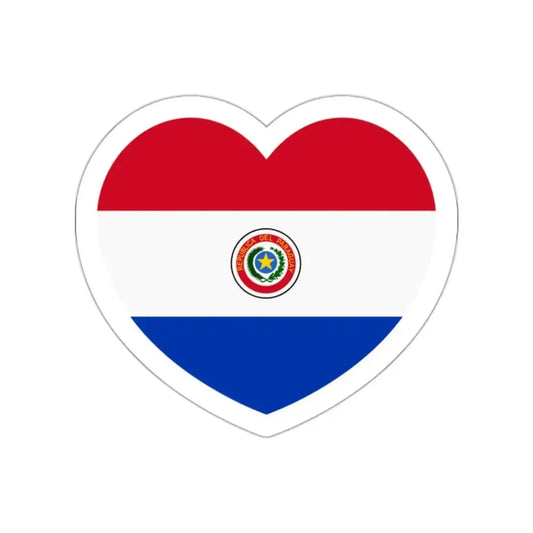 Heart Flag of Paraguay 1990-2013 - STICKER Vinyl Die-Cut Decal White Die-Cut 2 Inch - The Sticker Space