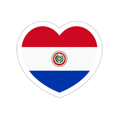 Heart Flag of Paraguay 1990-2013 - STICKER Vinyl Die-Cut Decal-White-The Sticker Space