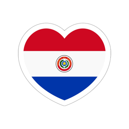 Heart Flag of Paraguay 1990-2013 - STICKER Vinyl Die-Cut Decal-White-The Sticker Space