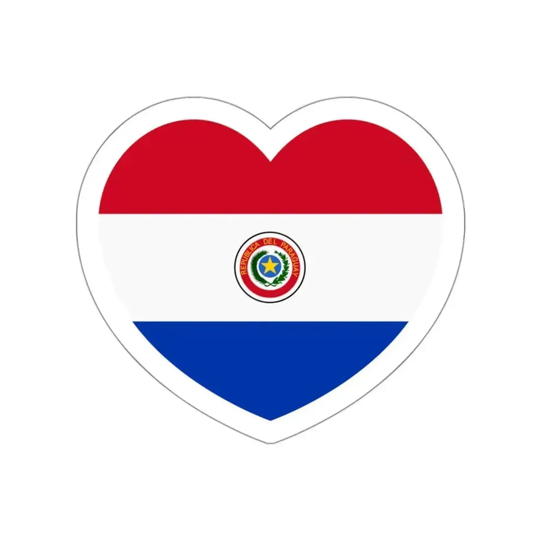 Heart Flag of Paraguay 1990-2013 - STICKER Vinyl Die-Cut Decal White Die-Cut 3 Inch - The Sticker Space
