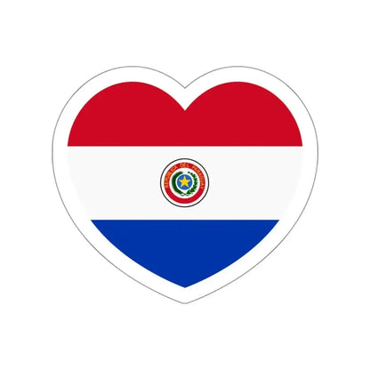 Heart Flag of Paraguay 1990-2013 - STICKER Vinyl Die-Cut Decal White Die-Cut 3 Inch - The Sticker Space