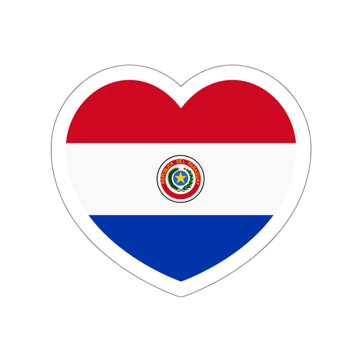 Heart Flag of Paraguay 1990-2013 - STICKER Vinyl Die-Cut Decal-White-The Sticker Space