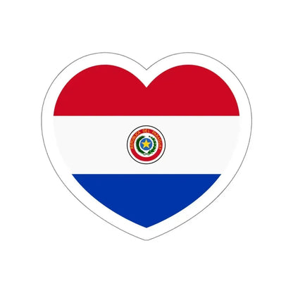 Heart Flag of Paraguay 1990-2013 - STICKER Vinyl Die-Cut Decal White Die-Cut 4 Inch - The Sticker Space