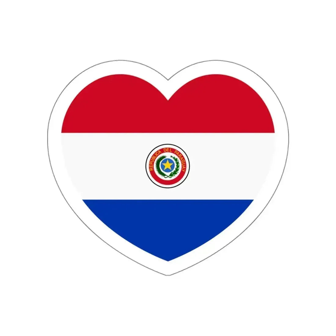 Heart Flag of Paraguay 1990-2013 - STICKER Vinyl Die-Cut Decal White Die-Cut 6 Inch - The Sticker Space
