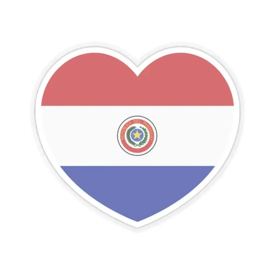 Heart Flag of Paraguay 1990-2013 - STICKER Vinyl Kiss-Cut Decal 2 Inch Transparent - The Sticker Space