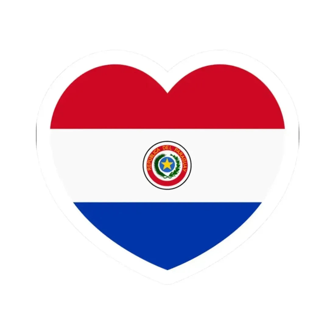 Heart Flag of Paraguay 1990-2013 - STICKER Vinyl Kiss-Cut Decal 2 Inch White - The Sticker Space