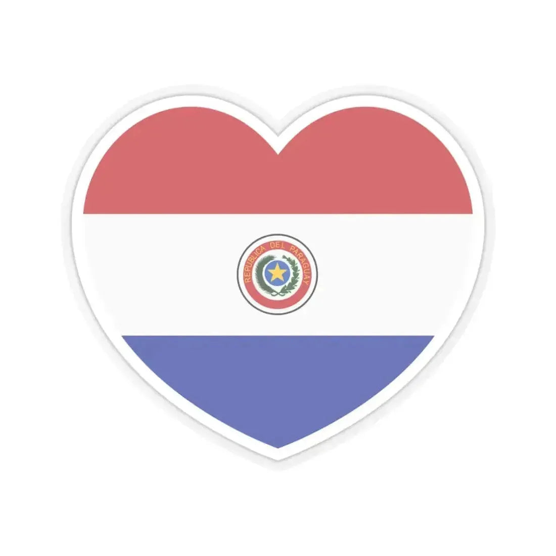 Heart Flag of Paraguay 1990-2013 - STICKER Vinyl Kiss-Cut Decal 3 Inch Transparent - The Sticker Space