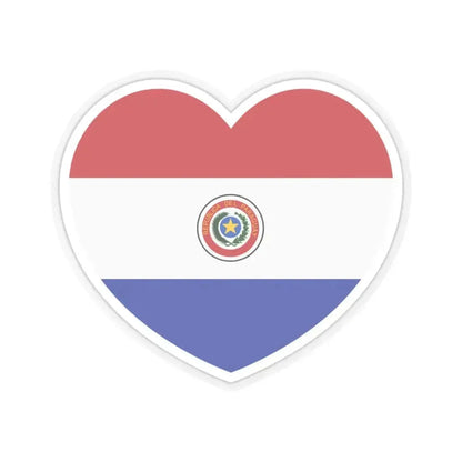 Heart Flag of Paraguay 1990-2013 - STICKER Vinyl Kiss-Cut Decal 3 Inch Transparent - The Sticker Space