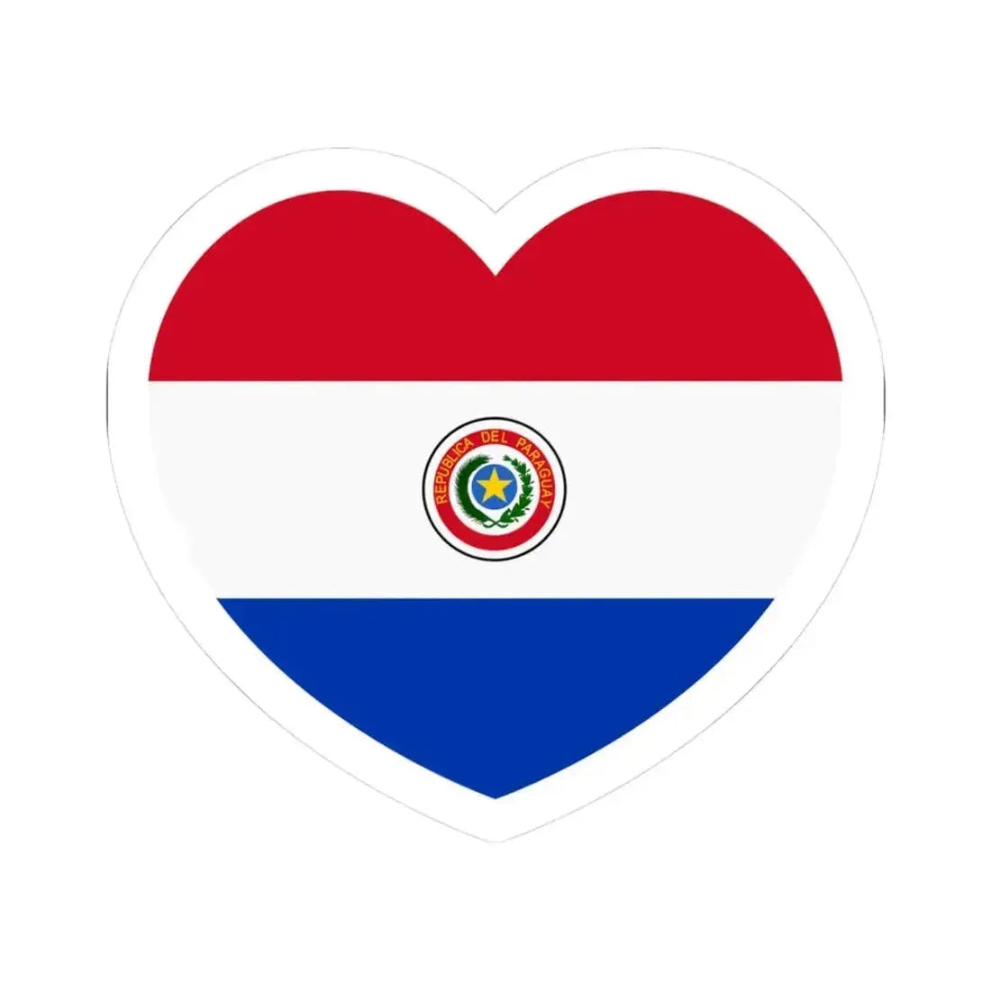 Heart Flag of Paraguay 1990-2013 - STICKER Vinyl Kiss-Cut Decal 3 Inch White - The Sticker Space