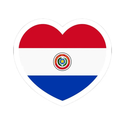 Heart Flag of Paraguay 1990-2013 - STICKER Vinyl Kiss-Cut Decal 3 Inch White - The Sticker Space