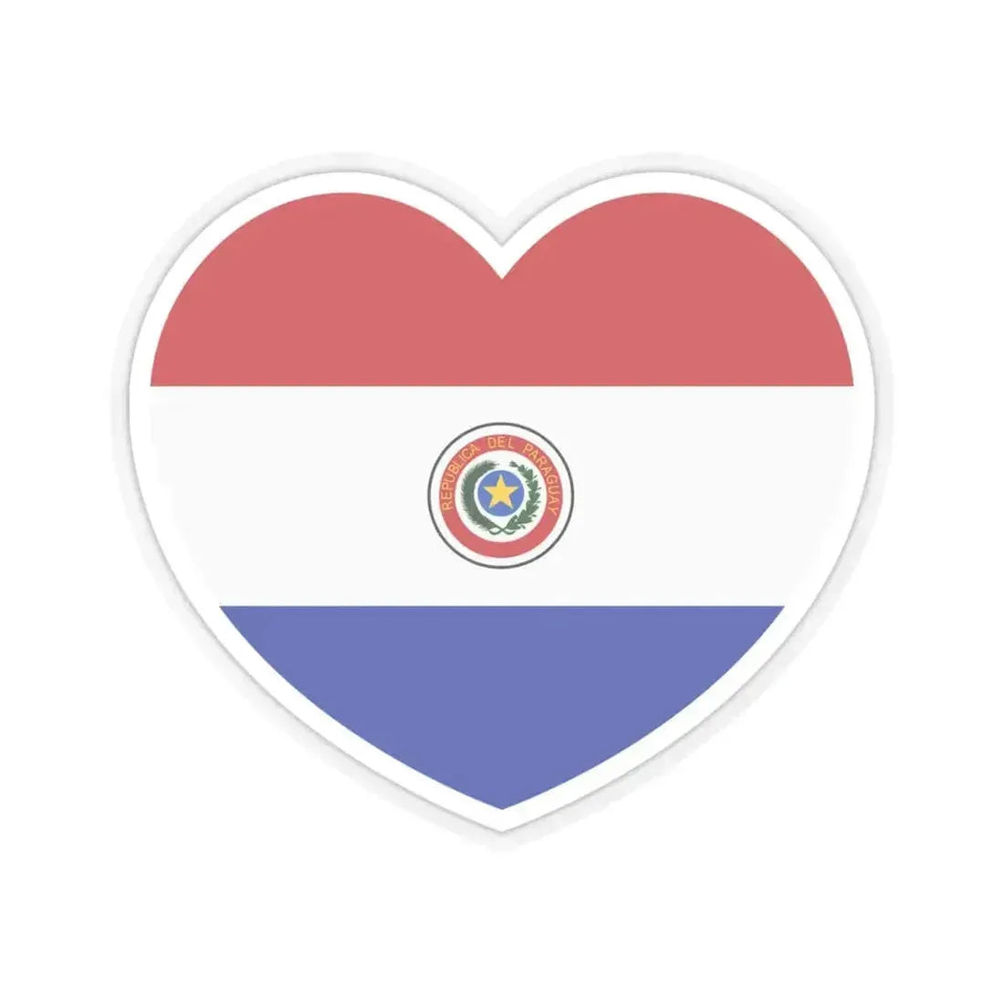 Heart Flag of Paraguay 1990-2013 - STICKER Vinyl Kiss-Cut Decal 4 Inch Transparent - The Sticker Space