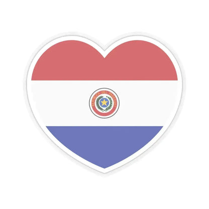 Heart Flag of Paraguay 1990-2013 - STICKER Vinyl Kiss-Cut Decal 4 Inch Transparent - The Sticker Space