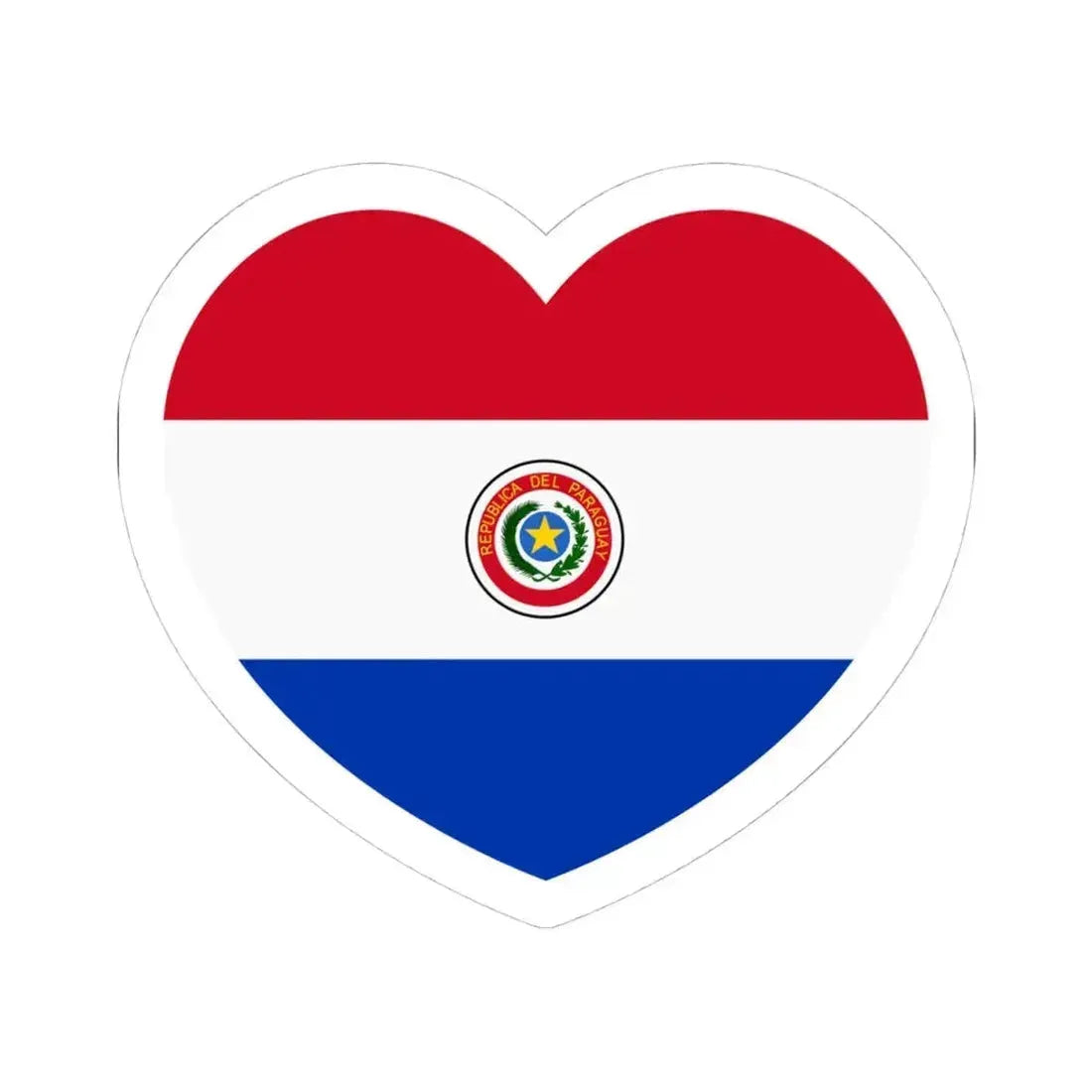 Heart Flag of Paraguay 1990-2013 - STICKER Vinyl Kiss-Cut Decal 4 Inch White - The Sticker Space