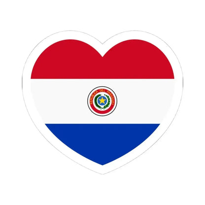 Heart Flag of Paraguay 1990-2013 - STICKER Vinyl Kiss-Cut Decal 4 Inch White - The Sticker Space