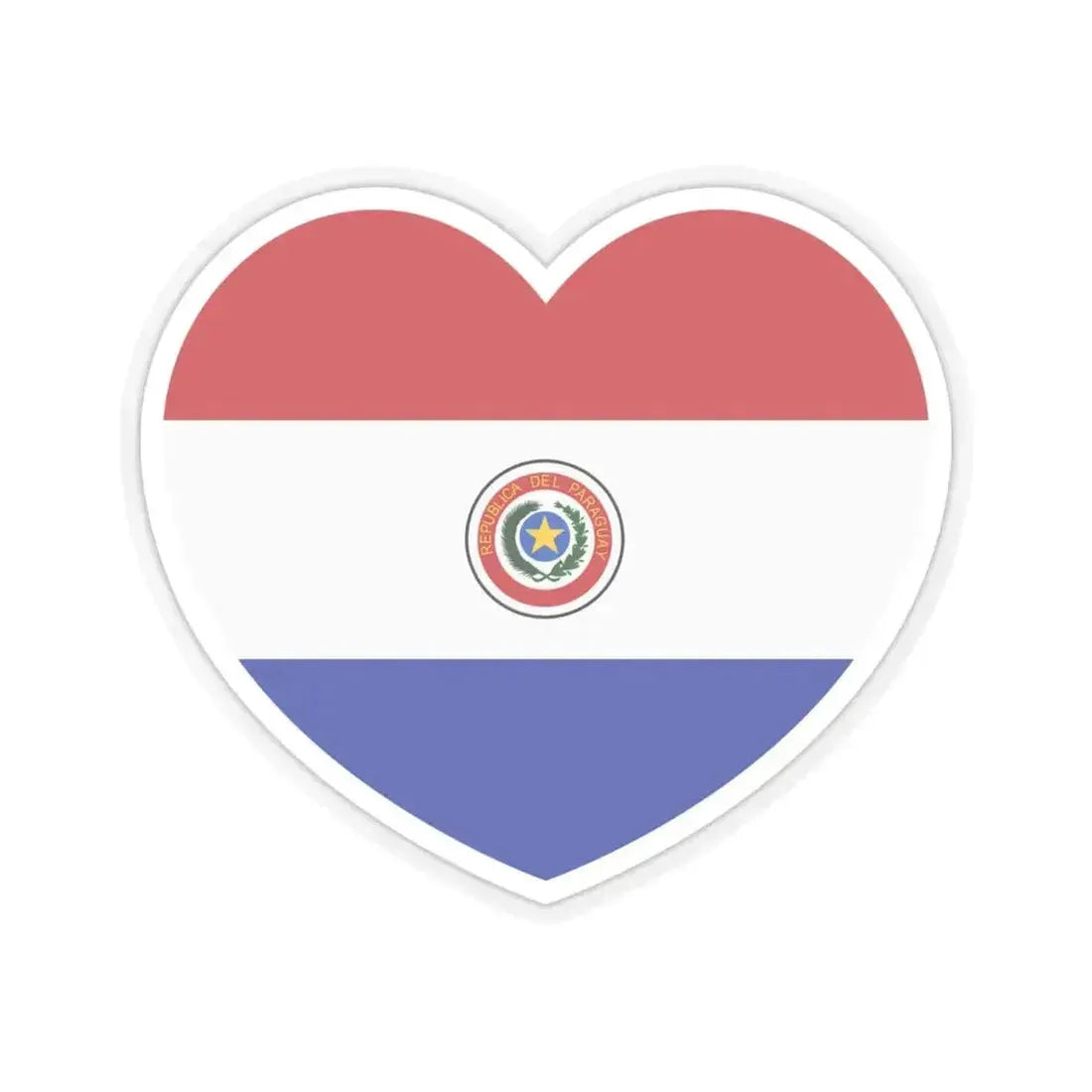 Heart Flag of Paraguay 1990-2013 - STICKER Vinyl Kiss-Cut Decal 6 Inch Transparent - The Sticker Space