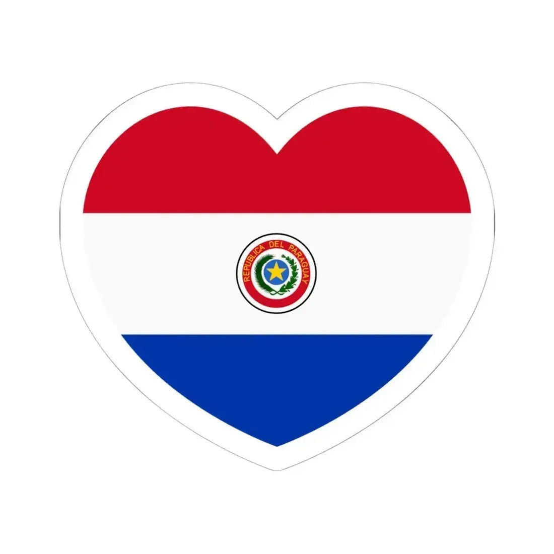 Heart Flag of Paraguay 1990-2013 - STICKER Vinyl Kiss-Cut Decal 6 Inch White - The Sticker Space