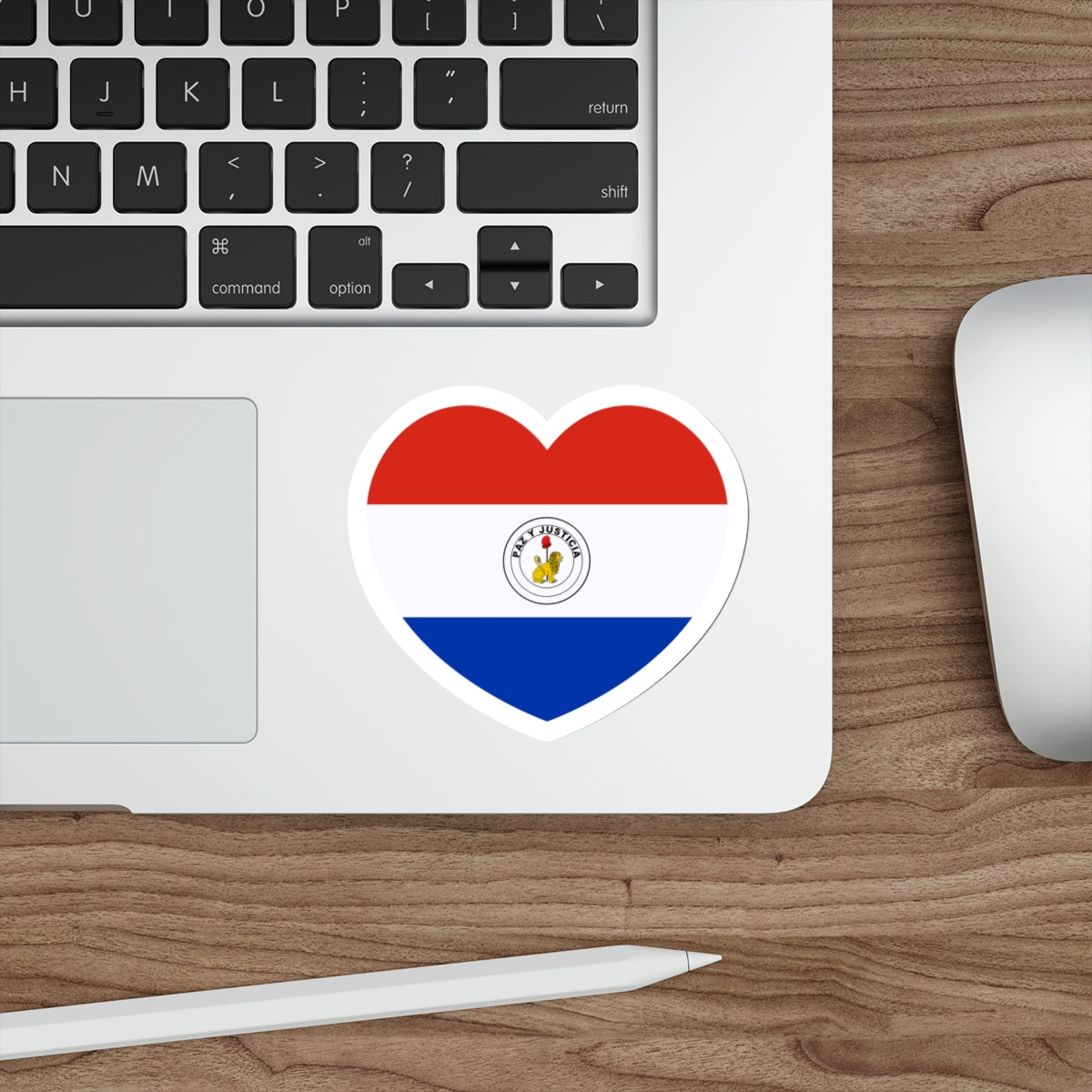 Heart Flag of Paraguay reverse - STICKER Vinyl Die-Cut Decal-The Sticker Space