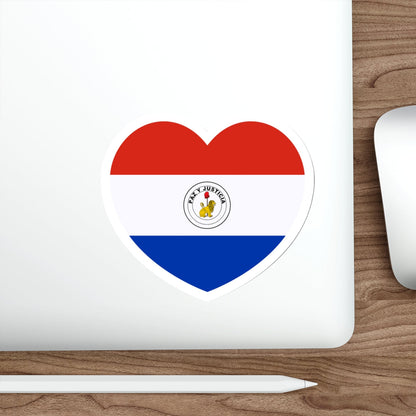 Heart Flag of Paraguay reverse - STICKER Vinyl Die-Cut Decal-The Sticker Space