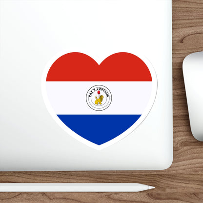 Heart Flag of Paraguay reverse - STICKER Vinyl Die-Cut Decal-The Sticker Space