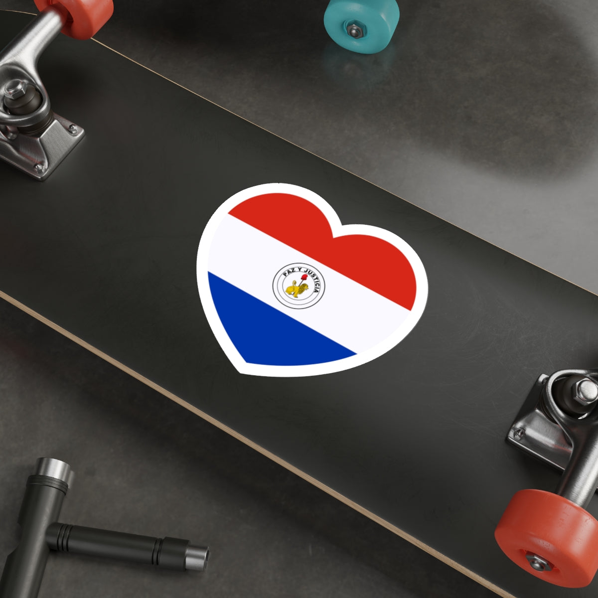 Heart Flag of Paraguay reverse - STICKER Vinyl Die-Cut Decal-The Sticker Space