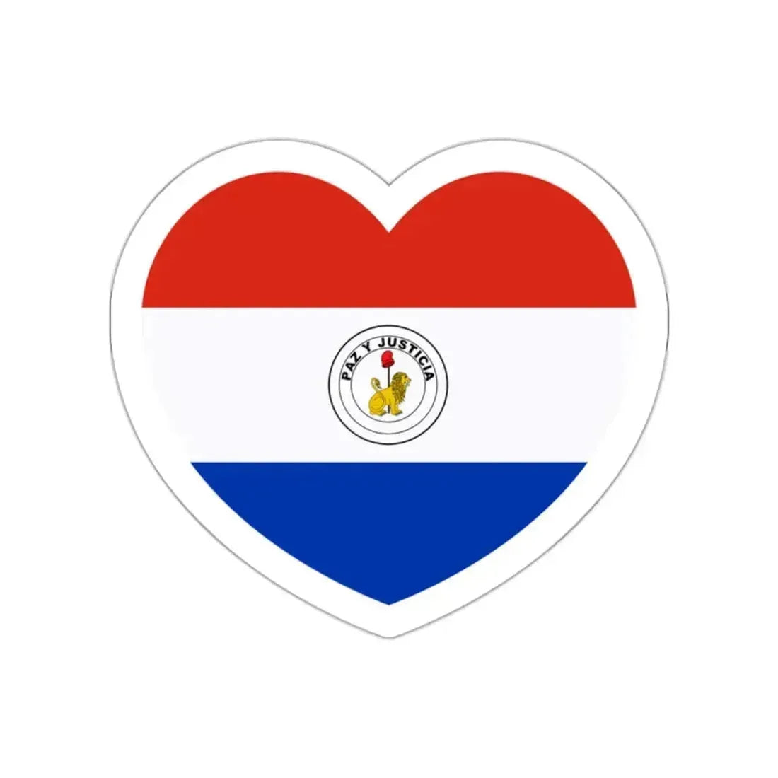 Heart Flag of Paraguay reverse - STICKER Vinyl Die-Cut Decal White Die-Cut 2 Inch - The Sticker Space