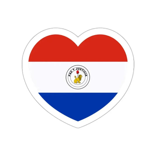 Heart Flag of Paraguay reverse - STICKER Vinyl Die-Cut Decal White Die-Cut 2 Inch - The Sticker Space