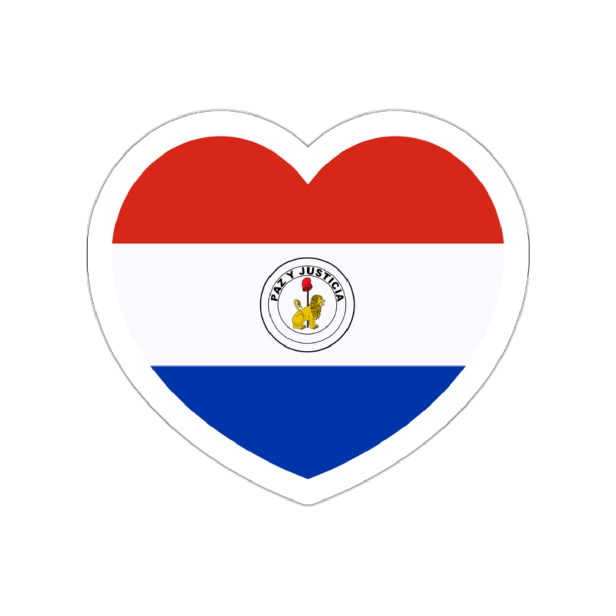 Heart Flag of Paraguay reverse - STICKER Vinyl Die-Cut Decal-White-The Sticker Space