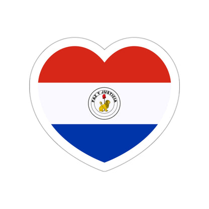 Heart Flag of Paraguay reverse - STICKER Vinyl Die-Cut Decal-White-The Sticker Space