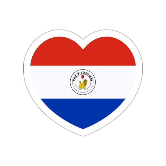 Heart Flag of Paraguay reverse - STICKER Vinyl Die-Cut Decal-White-The Sticker Space