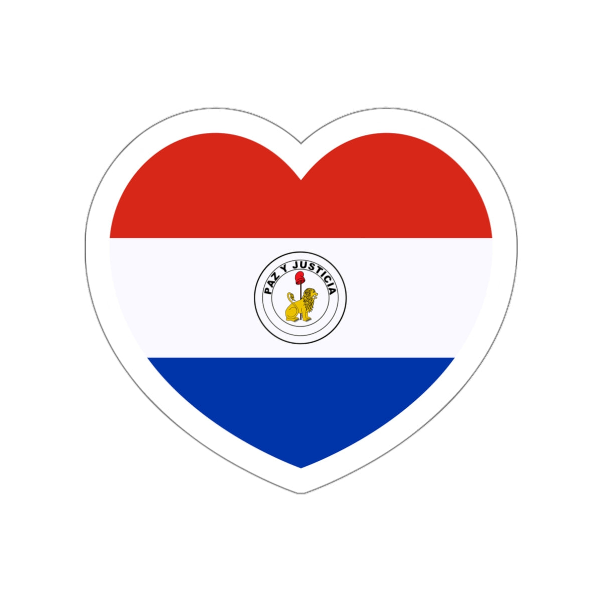 Heart Flag of Paraguay reverse - STICKER Vinyl Die-Cut Decal-White-The Sticker Space