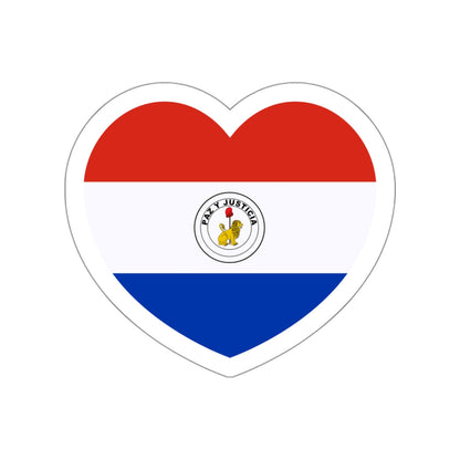 Heart Flag of Paraguay reverse - STICKER Vinyl Die-Cut Decal-White-The Sticker Space