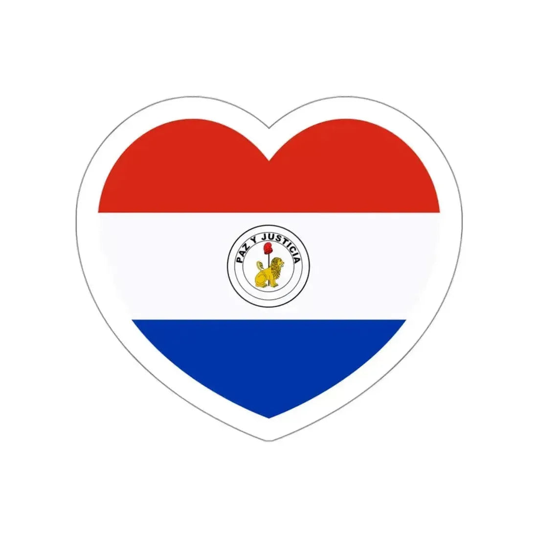 Heart Flag of Paraguay reverse - STICKER Vinyl Die-Cut Decal White Die-Cut 3 Inch - The Sticker Space