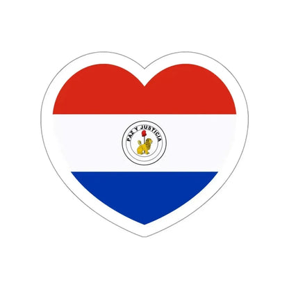 Heart Flag of Paraguay reverse - STICKER Vinyl Die-Cut Decal White Die-Cut 3 Inch - The Sticker Space