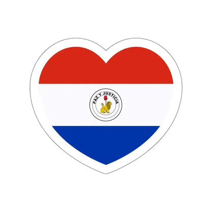 Heart Flag of Paraguay reverse - STICKER Vinyl Die-Cut Decal White Die-Cut 4 Inch - The Sticker Space