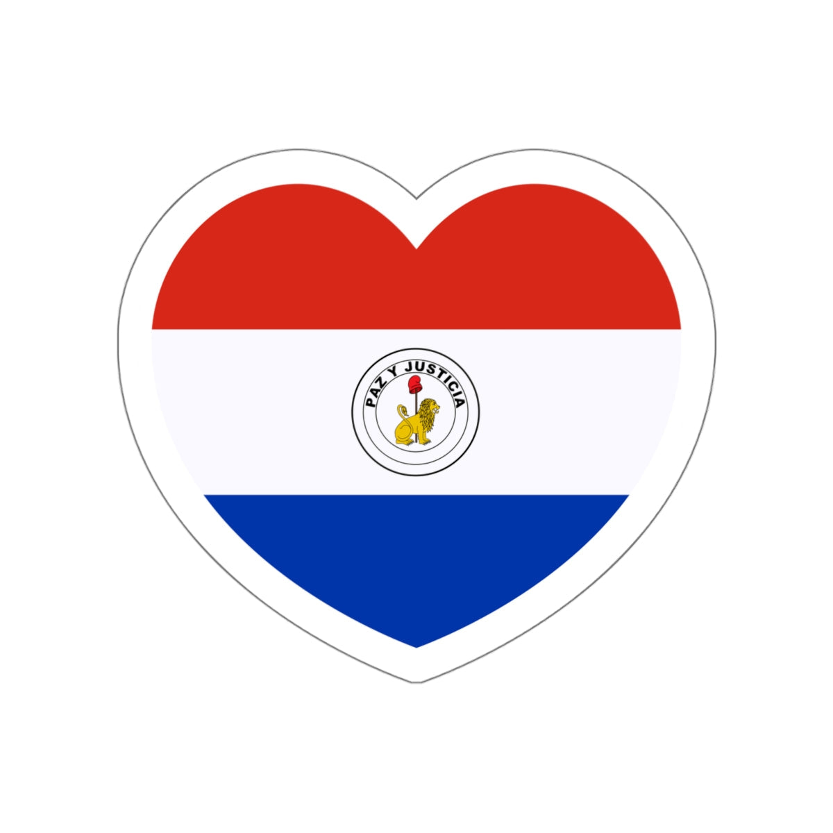 Heart Flag of Paraguay reverse - STICKER Vinyl Die-Cut Decal-White-The Sticker Space